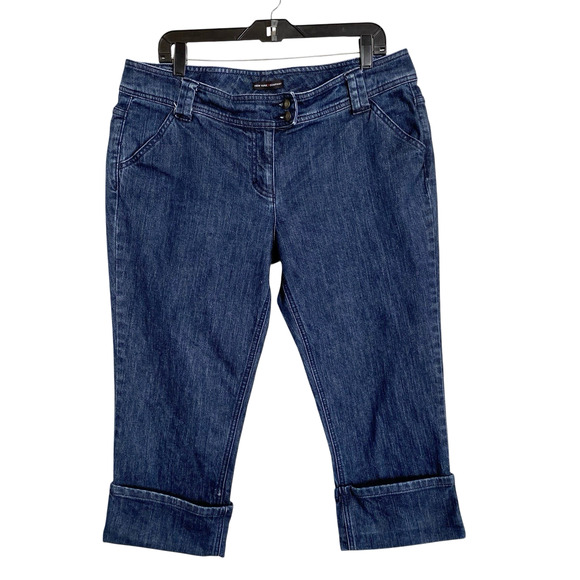 New York & Company Co. Capri Denim Jeans Womens 14 Darker Blue Stretch Mid Rise - Picture 1 of 8